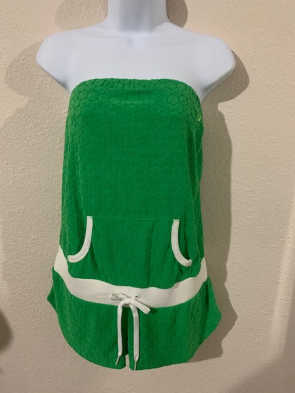 Vintage Y2K Ocean Pacific (OP) green terry cloth strapless romper - Small.